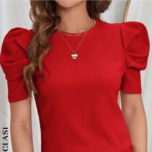 Clasic Puff Sleeve Round Neck Tee